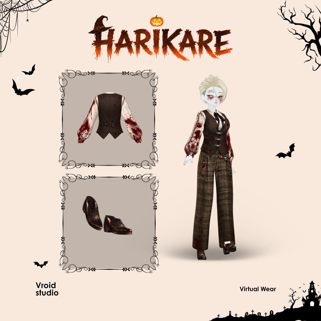 ハロウィン Bloode Uniform vest VRChat vtuber Vroid fashion asset