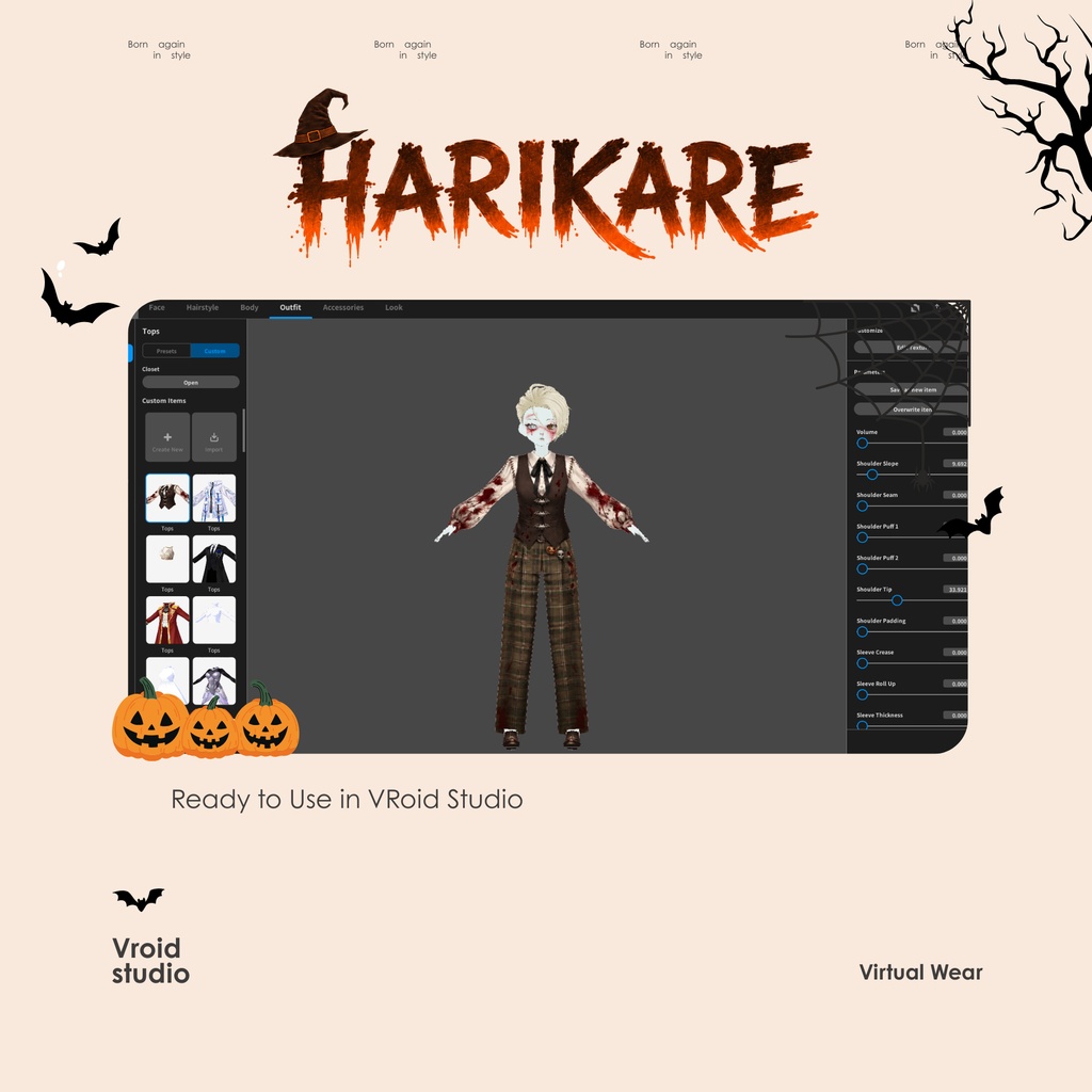 ハロウィン Bloode Uniform vest VRChat vtuber Vroid fashion asset