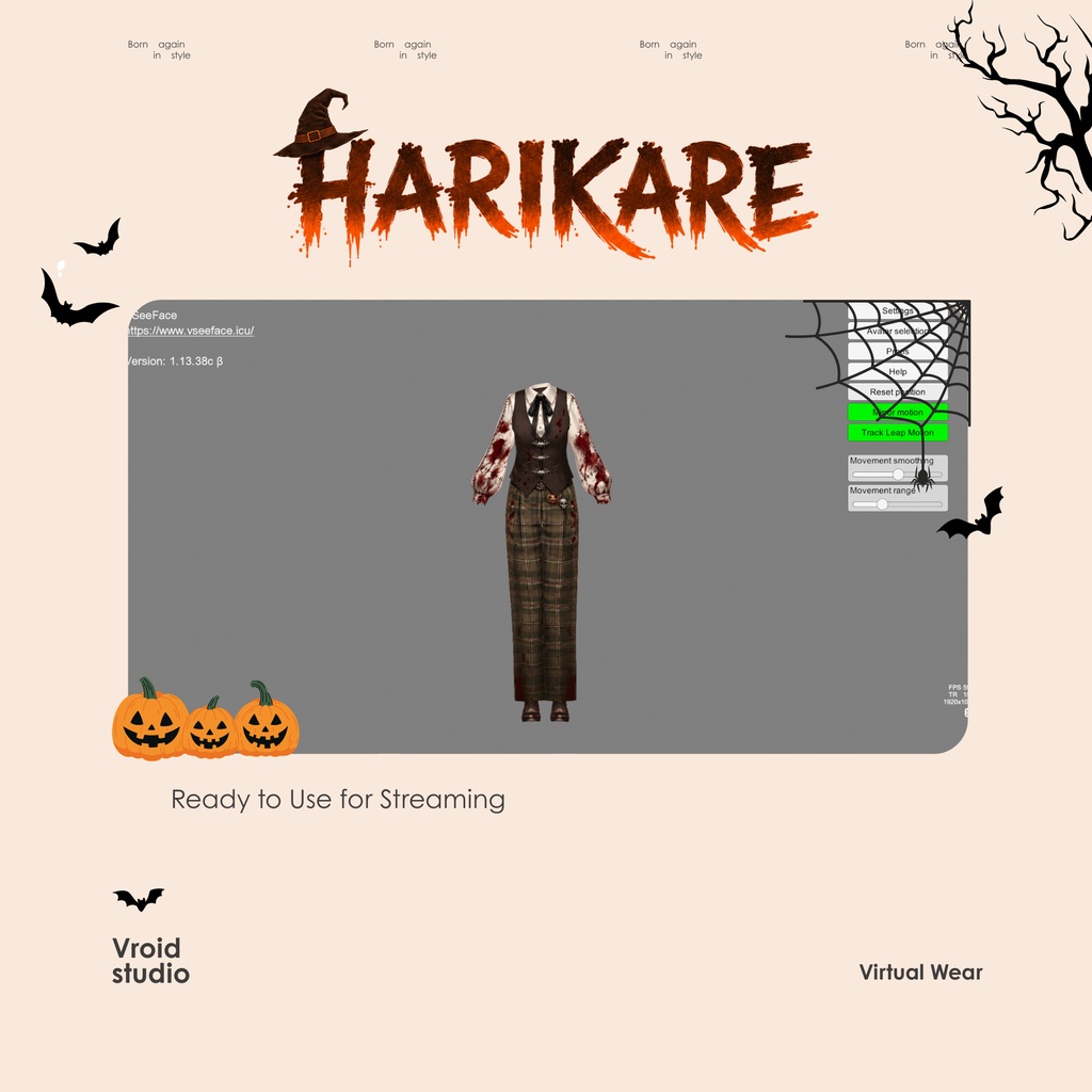ハロウィン Bloode Uniform vest VRChat vtuber Vroid fashion asset