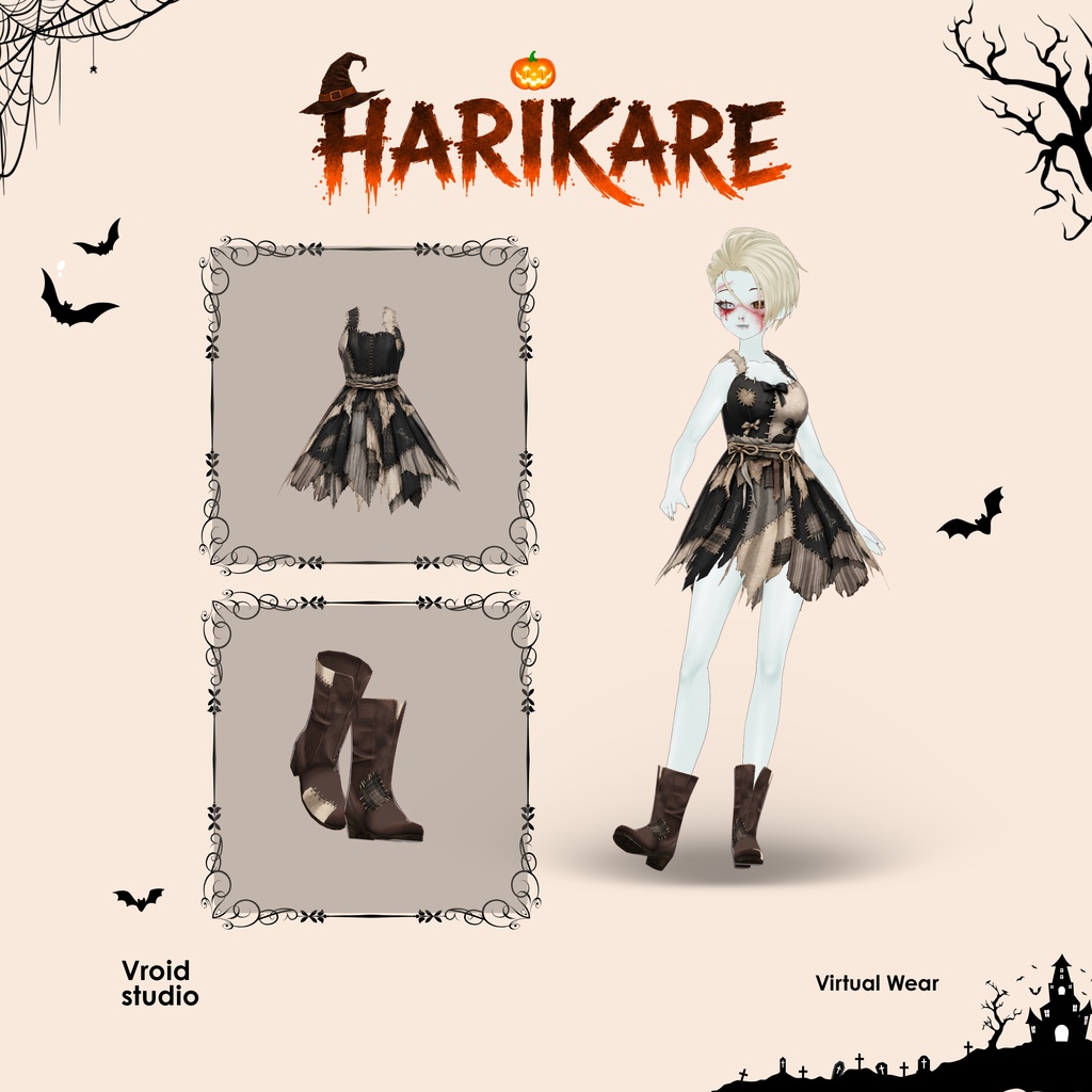 ハロウィン ミイラ voodoo Doll Cloth VRChat vtuber Vroid fashion asset