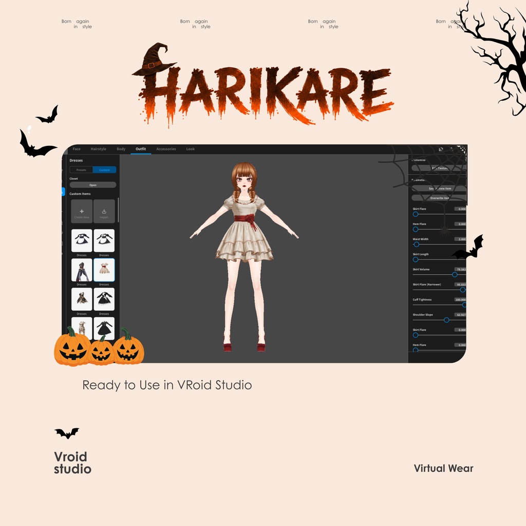 ハロウィン Annabelle dress VRChat vtuber Vroid fashion asset