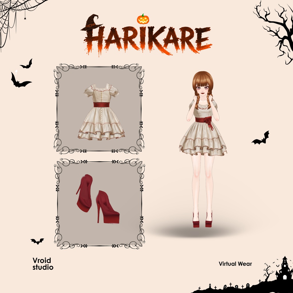 ハロウィン Annabelle dress VRChat vtuber Vroid fashion asset