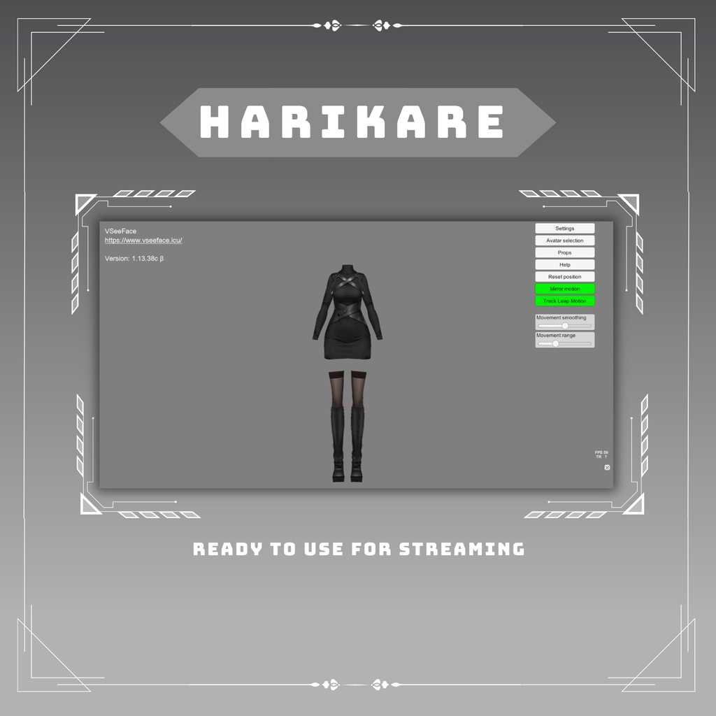 だーくごしっくこーで Black Gothic harness dress VRChat vtuber Vroid fashion asset