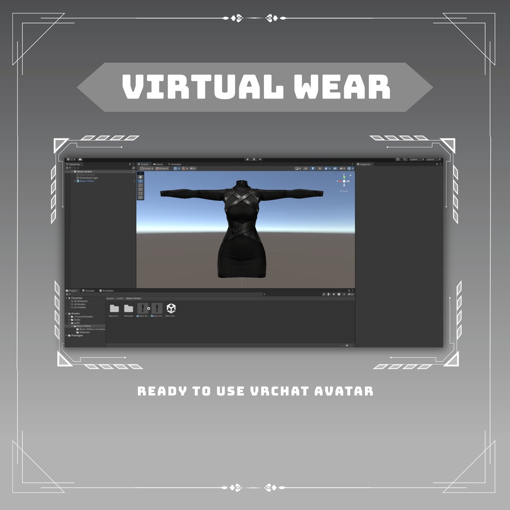 だーくごしっくこーで Black Gothic harness dress VRChat vtuber Vroid fashion asset