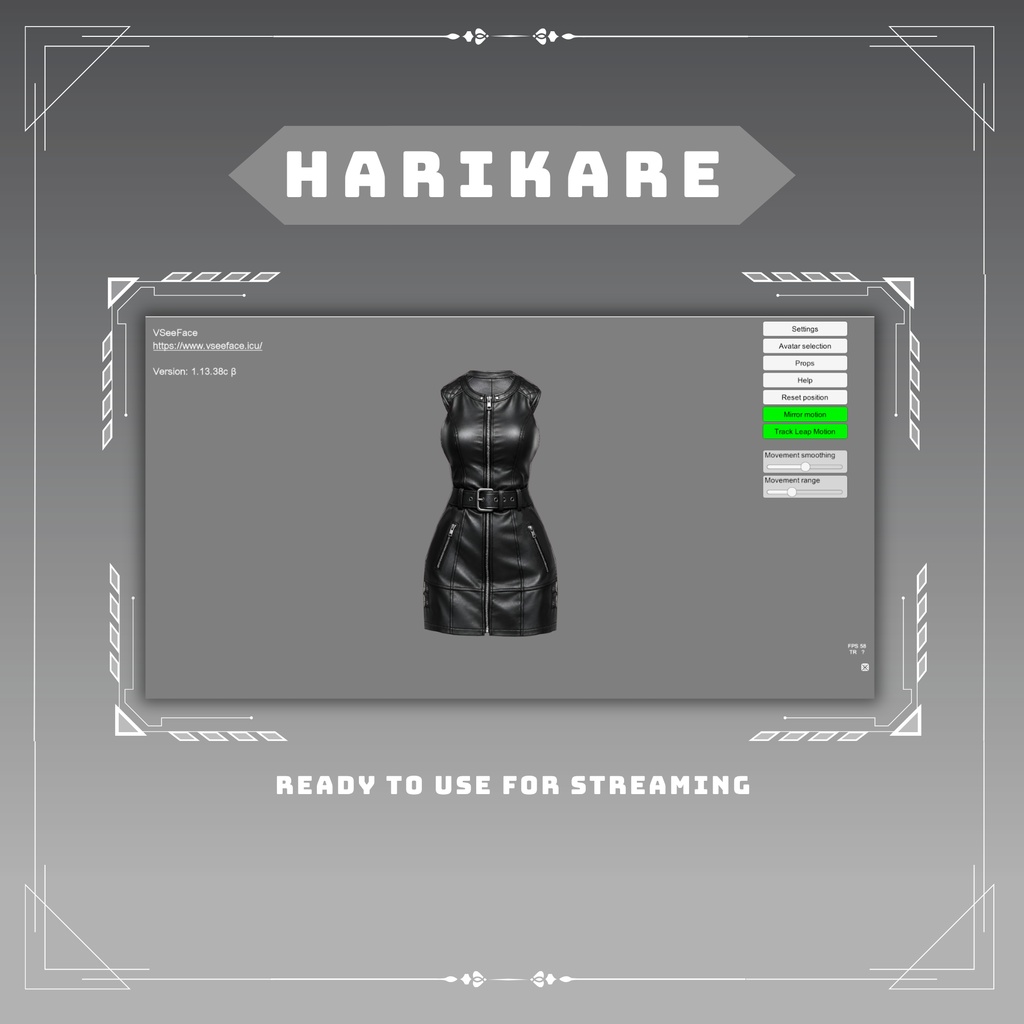 Edgy Streetwear Sleeve less mini dress VRChat vtuber Vroid fashion asset