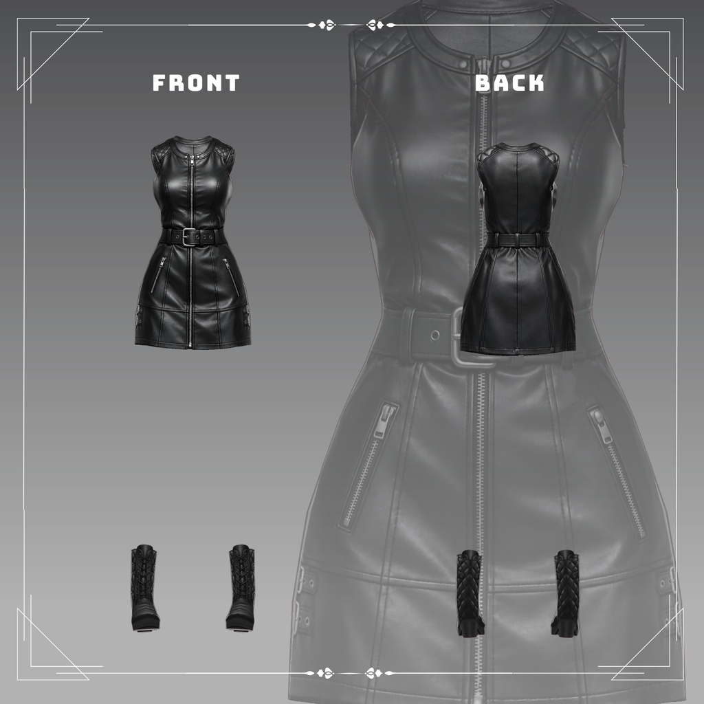 Edgy Streetwear Sleeve less mini dress VRChat vtuber Vroid fashion asset