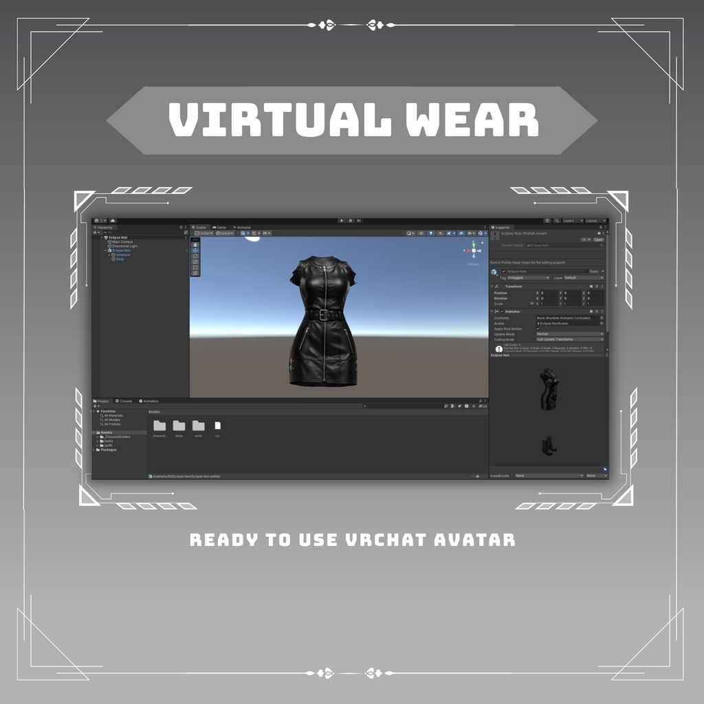 Edgy Streetwear Sleeve less mini dress VRChat vtuber Vroid fashion asset