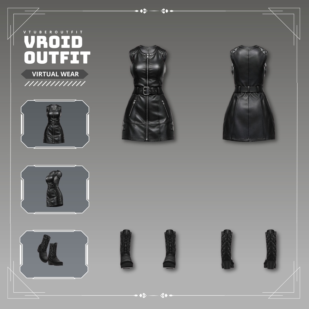 Edgy Streetwear Sleeve less mini dress VRChat vtuber Vroid fashion asset