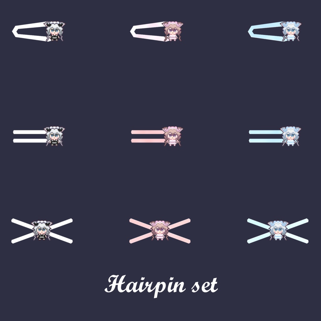 ✦ソフィナドット絵ヘアピン セット/Sophina pixelhairpin set