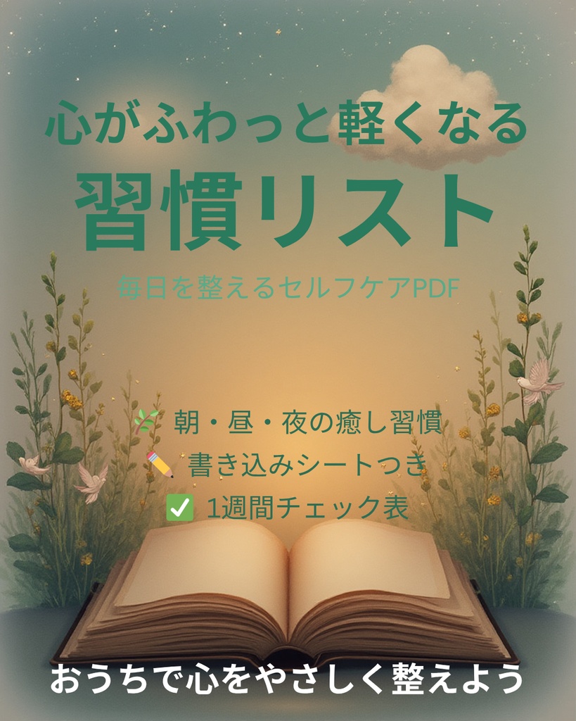 心がふわっと軽くなる習慣リスト｜毎日を整えるセルフケアPDF