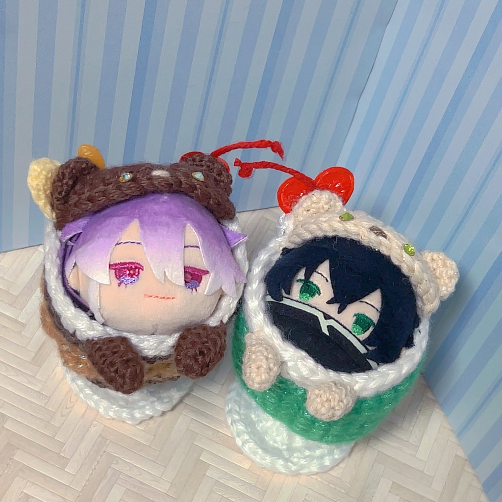 【もちもち編み着ぐるみ】くまクリームソーダ【しろくま&くろくま】