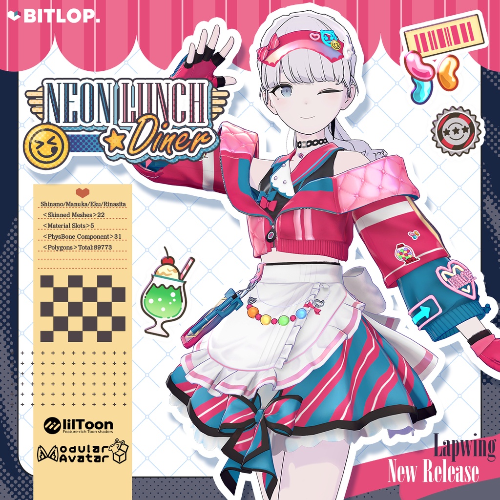【衣装 / 靴】NEON LUNCH★Diner【複数アバター対応】#BITLOP3D