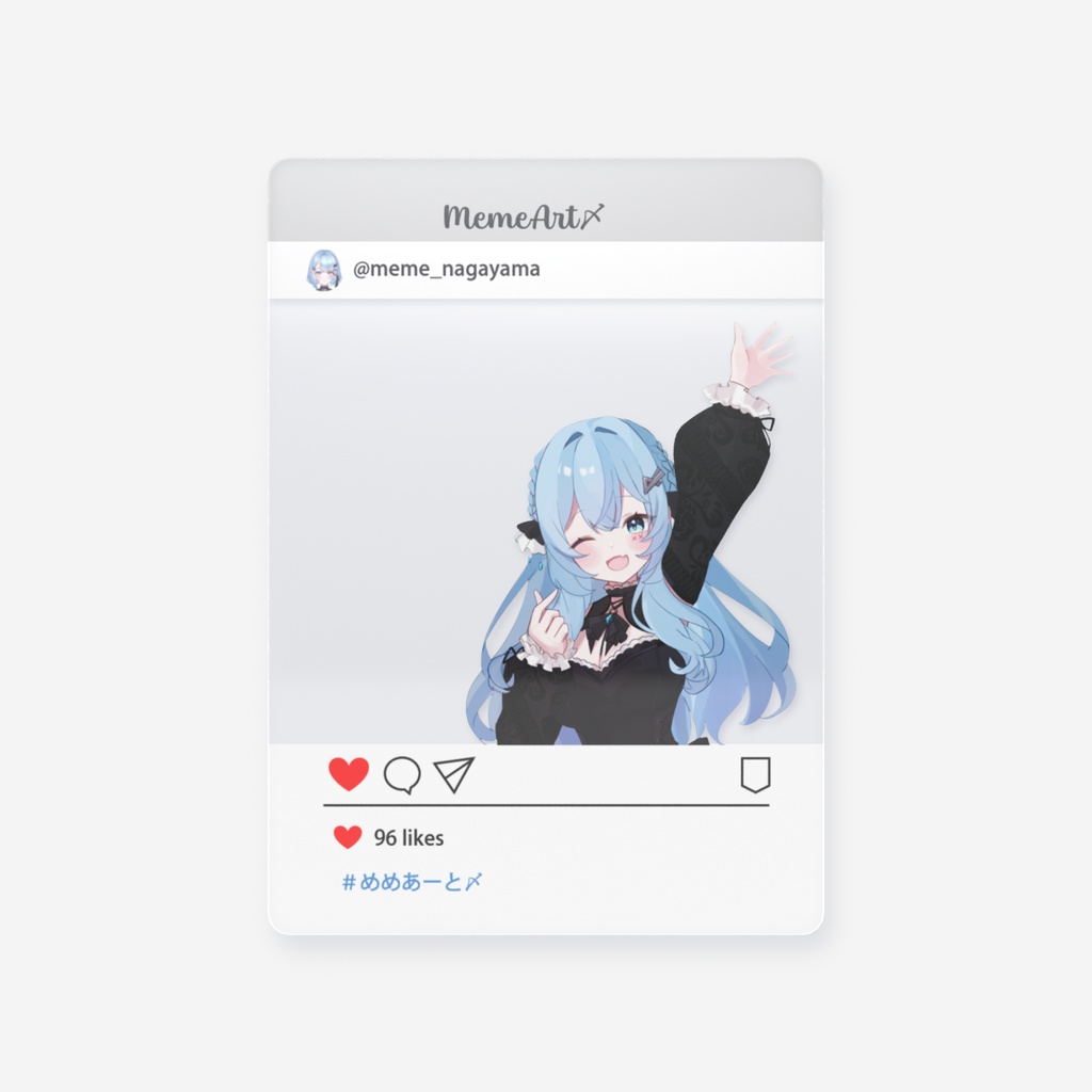 ながやまめめ チェキ風クリアカード 髪ロングver