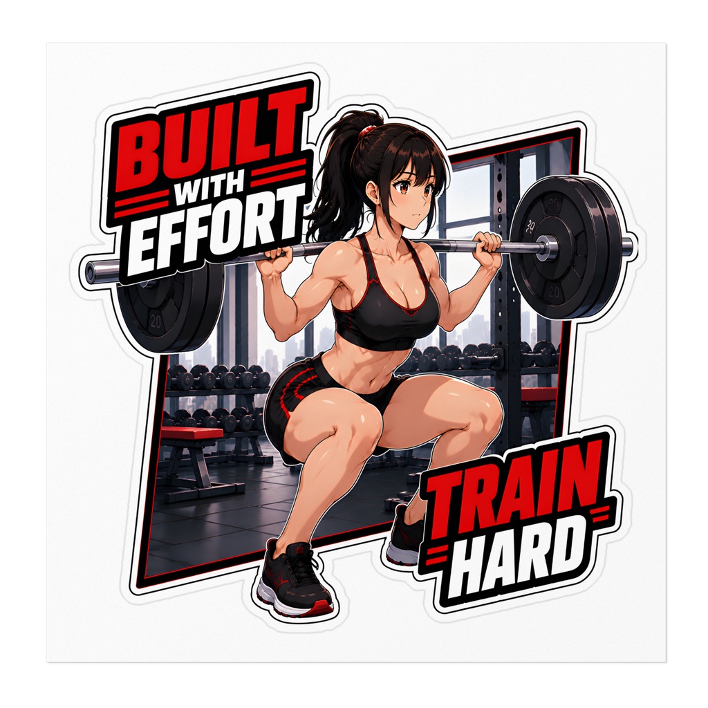 BUILT WITH EFFORT Gym Series No.03 バーベルスクワット トレーニングステッカー