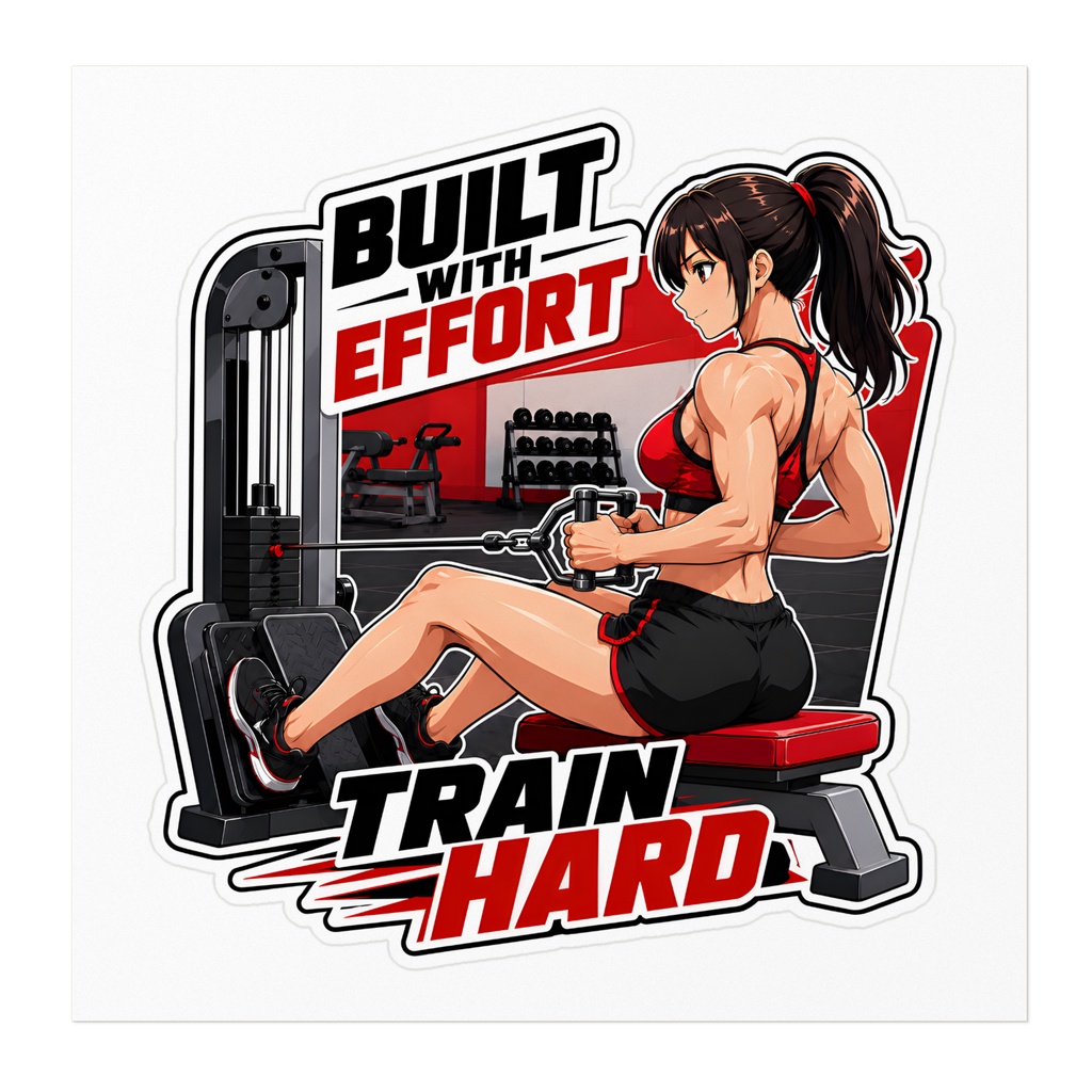 BUILT WITH EFFORT Gym Series No.02 シーテッドロー ステッカー ステッカー