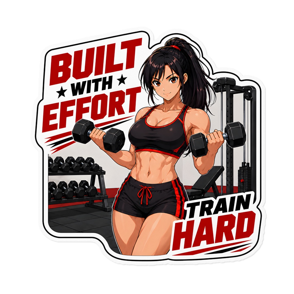 BUILT WITH EFFORT Gym Series No.10 ダンベルカール ステッカー