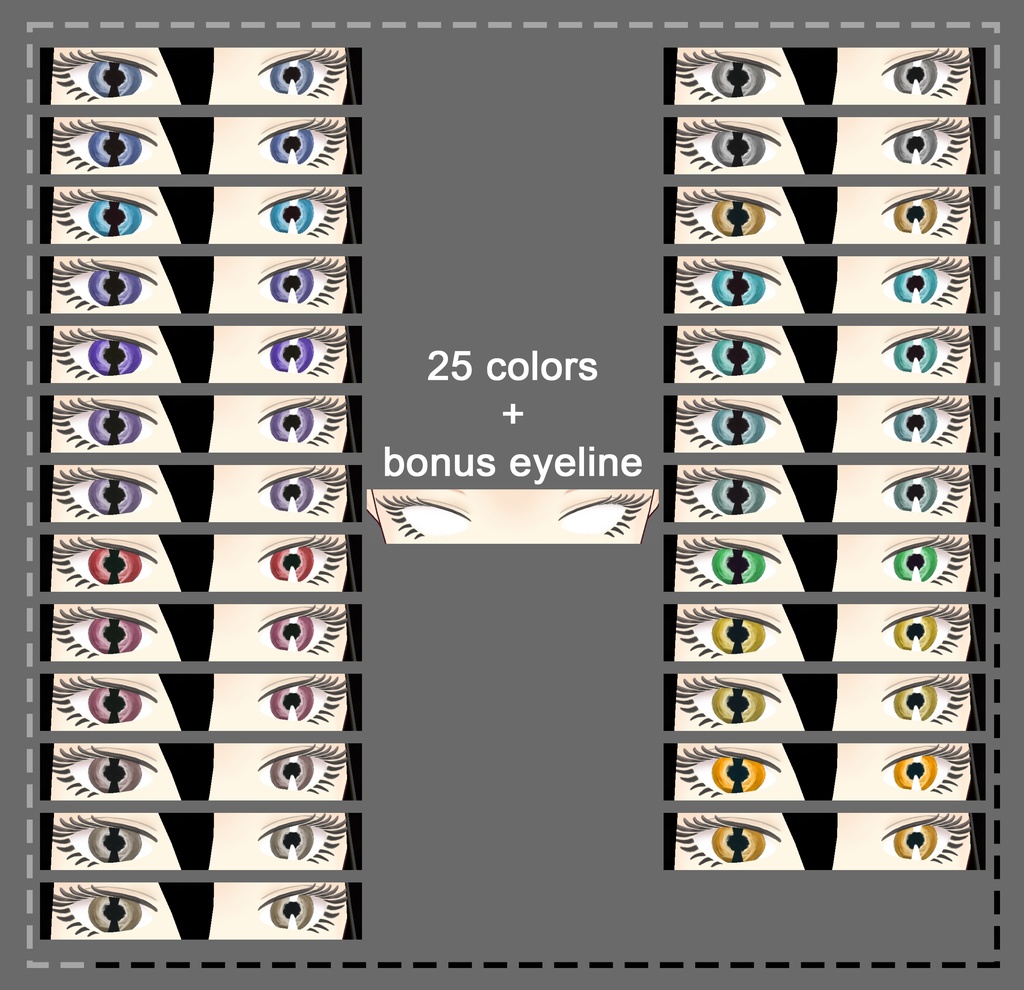 【VRoid】Eyes (irises) 25 colors set 「Vortex」+ bonus eyeline