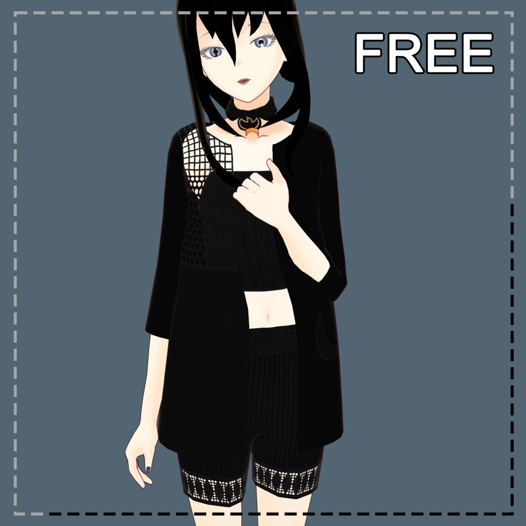 【VRoid】【Free】Black moon outfit