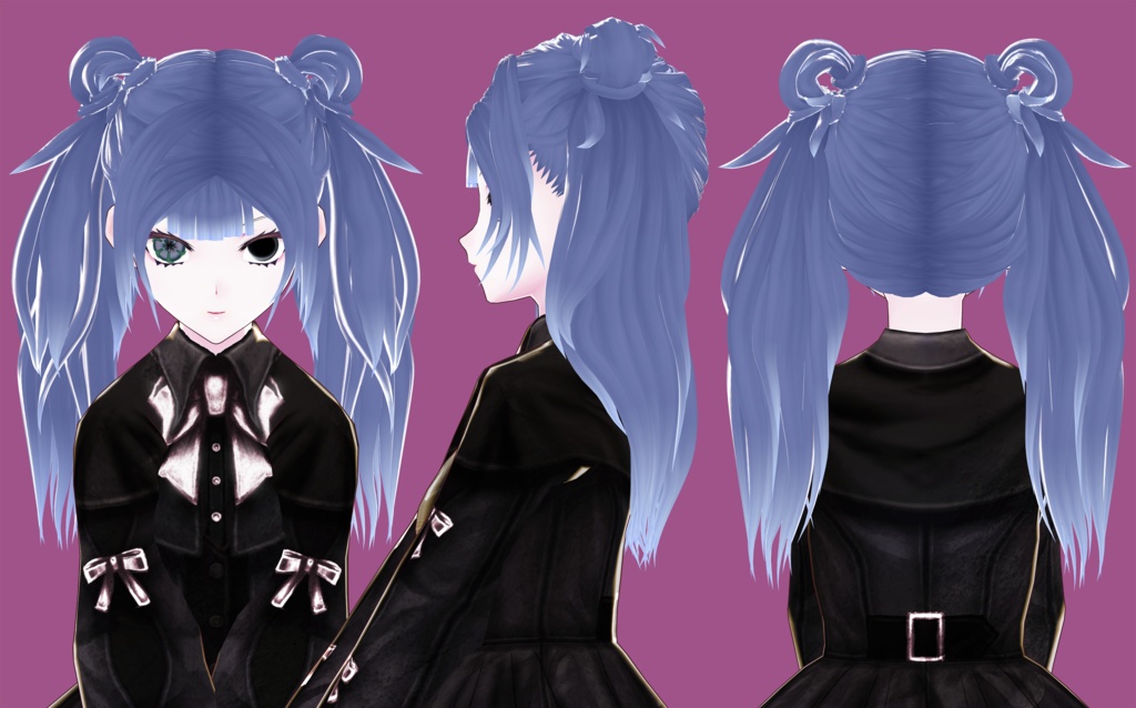 【VRoid】Hair presets 「Twintails with buns」14 colors