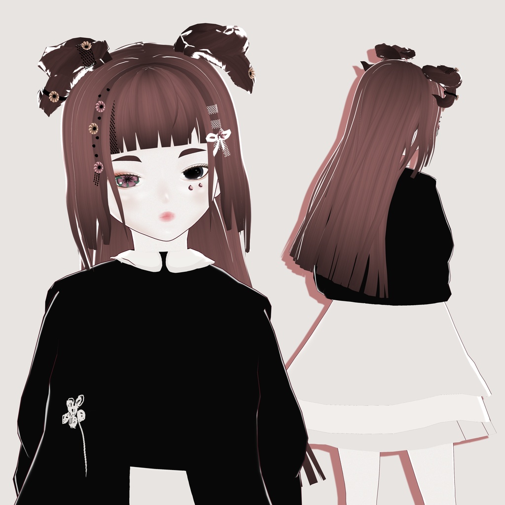 【VRoid】Hair preset 「flowerish horns」easy to change colors