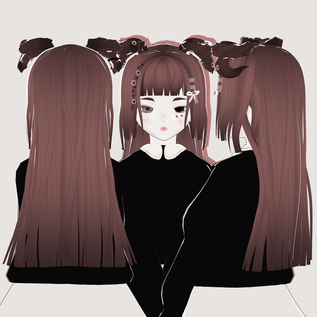【VRoid】Hair preset 「flowerish horns」easy to change colors