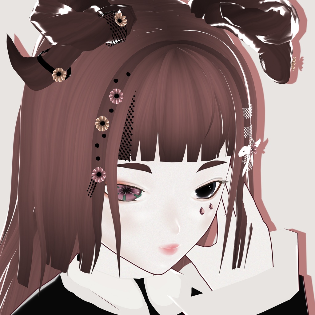 【VRoid】Hair preset 「flowerish horns」easy to change colors