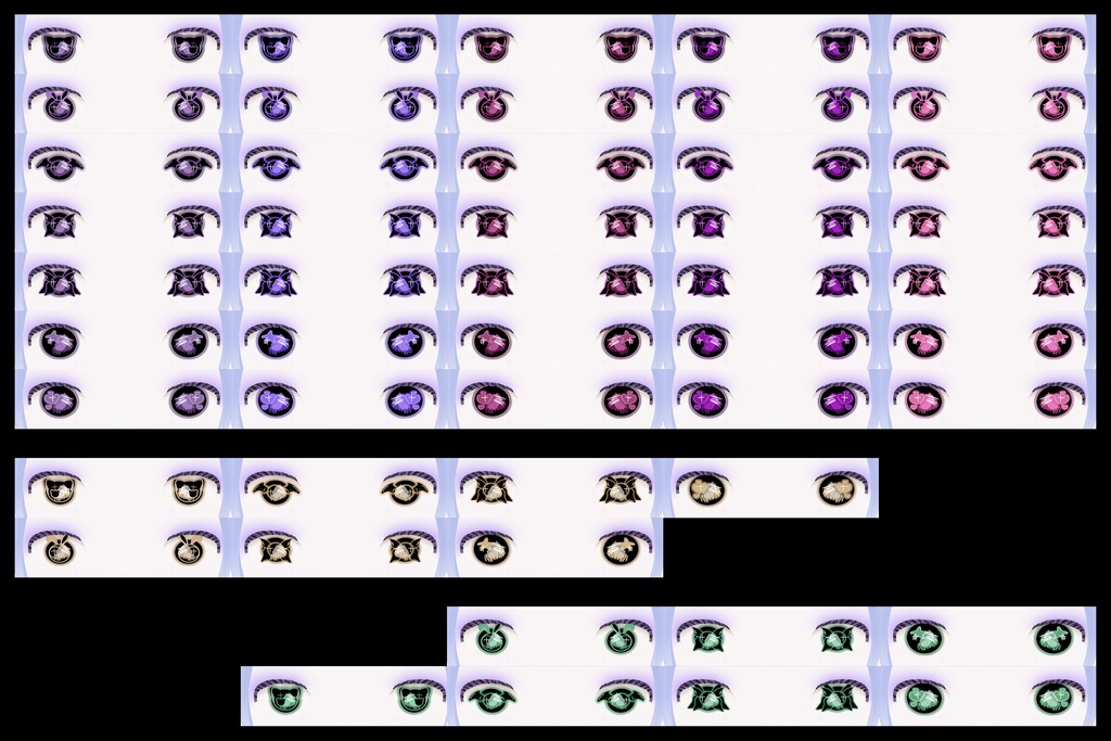 【VRoid】Eyes (irises) 14 colors x 7 styles set 「jirai kei」
