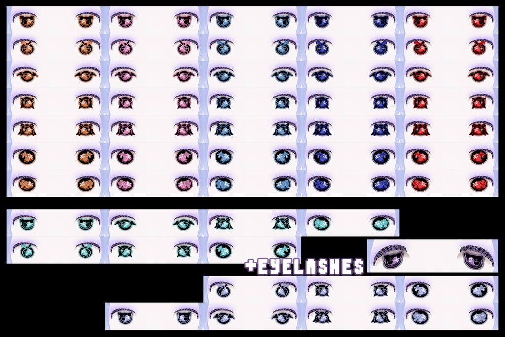 【VRoid】Eyes (irises) 14 colors x 7 styles set 「jirai kei」