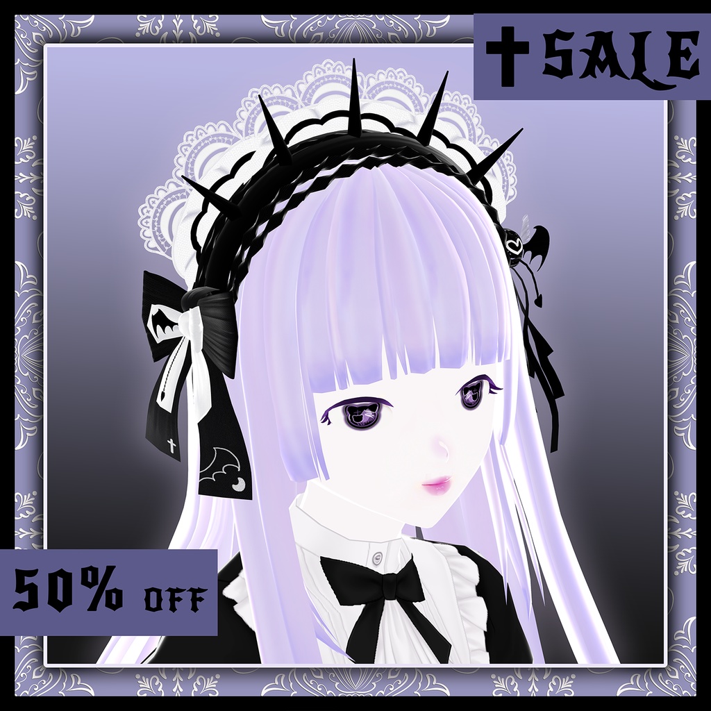 【VRoid】【SALE】Spiked headband with lace「vampire thorns」