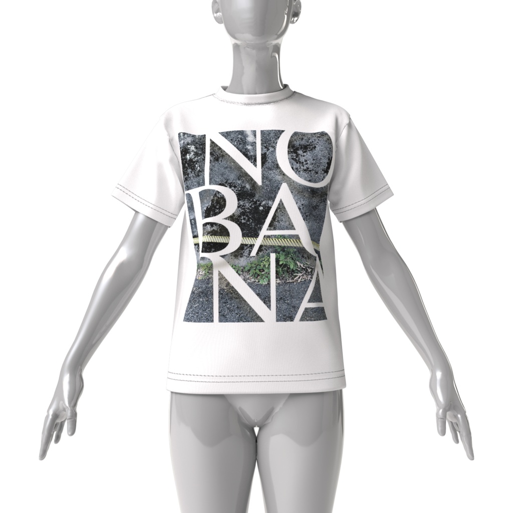 野花Tシャツ ビッグシルエット 白