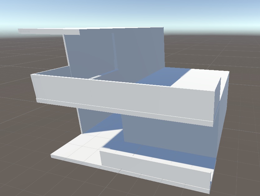 Unity標準Cubeと単色マテリアルで作られた シンプルアパート作成キット 1部屋30平米(5x6)で家賃は無料!?編