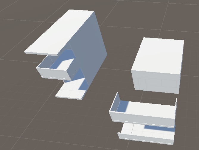 Unity標準Cubeと単色マテリアルで作られた シンプルアパート作成キット 1部屋30平米(5x6)で家賃は無料!?編