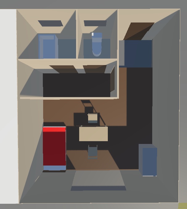 Unity標準Cubeと単色マテリアルで作られた シンプルアパート作成キット 1部屋30平米(5x6)で家賃は無料!?編
