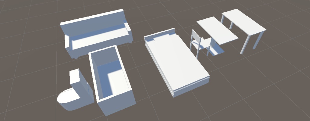 Unity標準Cubeと単色マテリアルで作られた シンプルアパート作成キット 1部屋30平米(5x6)で家賃は無料!?編