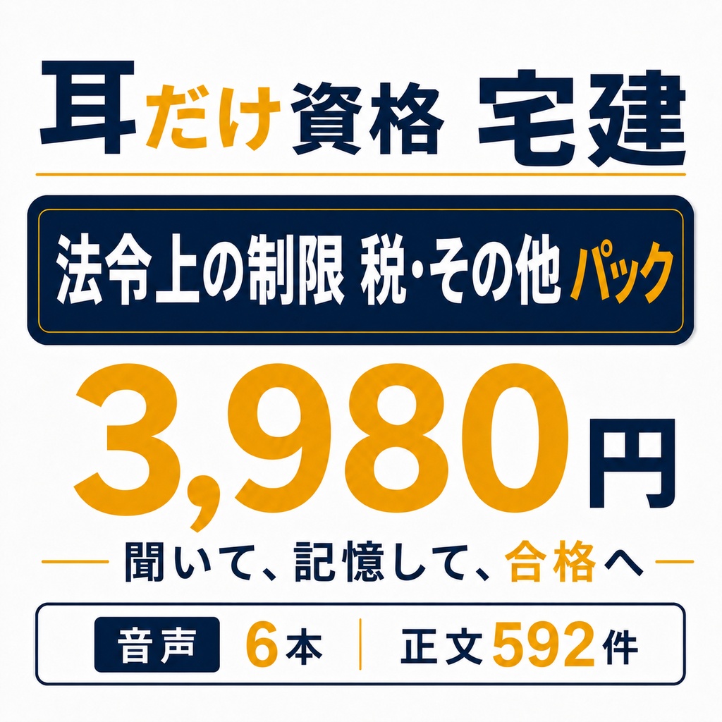 耳だけ資格 宅建/法令上の制限・税その他パック|音声6本+正文592件