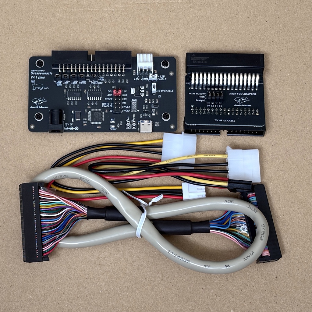 Greaseweazle v4.1互換ボード 3.5インチ・5インチFDD対応セット