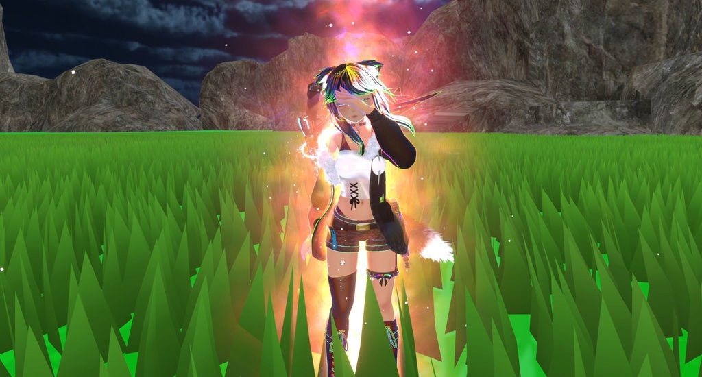 【Unity/VRChat】Lumina, the Gamer Gunslinger Avatar by Floppiii & Lysbell (New Gunblade)