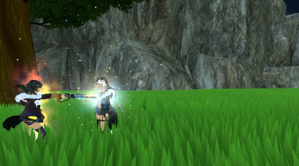 【Unity/VRChat】Lumina, the Gamer Gunslinger Avatar by Floppiii & Lysbell (New Gunblade)