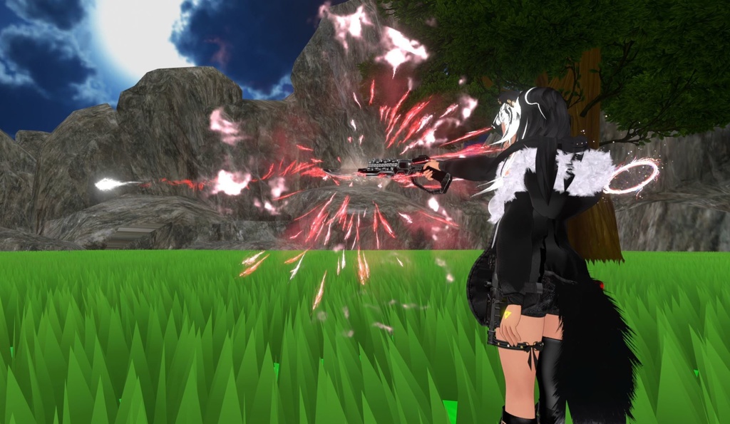 【Unity/VRChat】Lumina, the Gamer Gunslinger Avatar by Floppiii & Lysbell (New Gunblade)