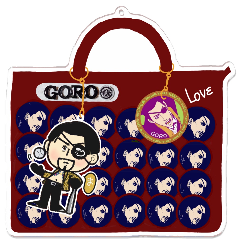 真島吾朗🐍痛バ型アクリルキーホルダー 100×100