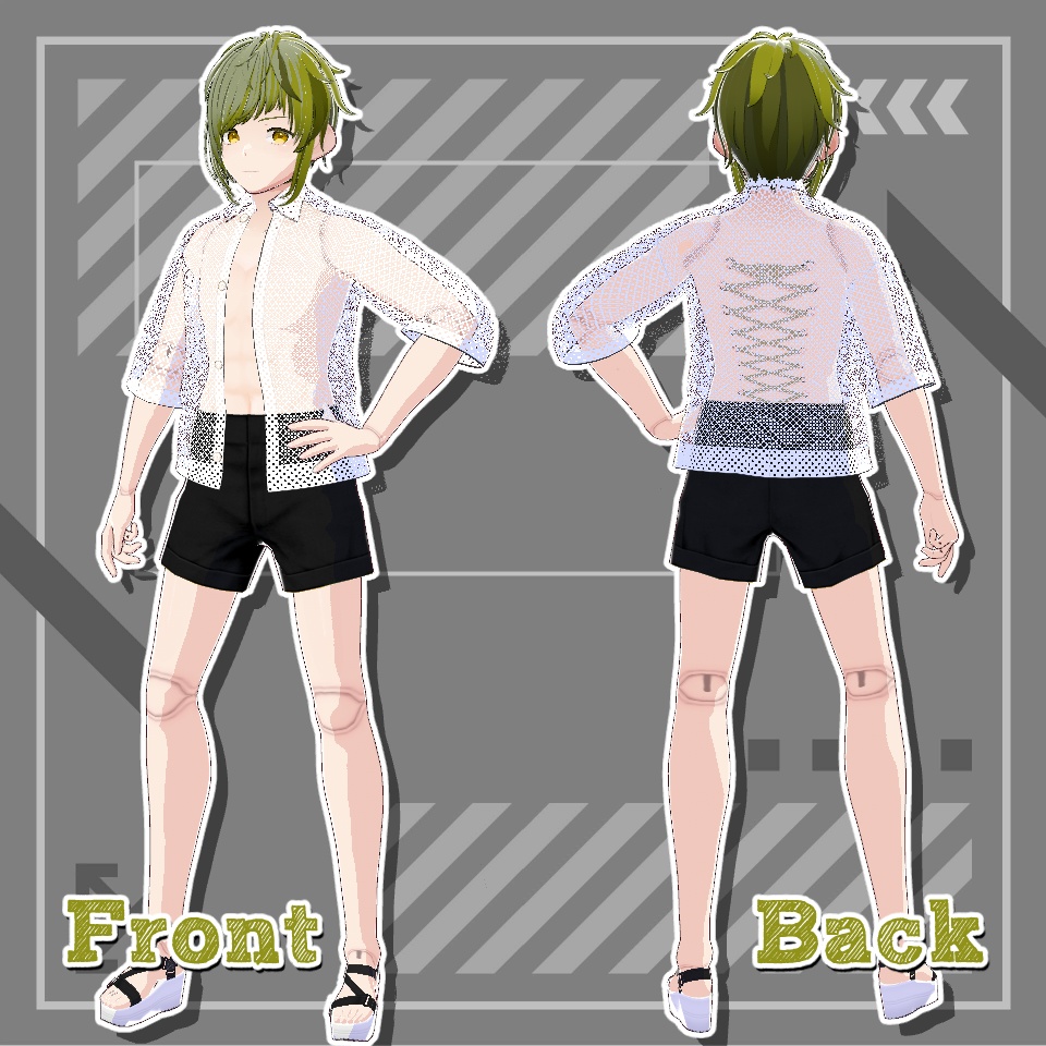 【Vroid正式版】ホワイトメッシュシャツ【無料版】