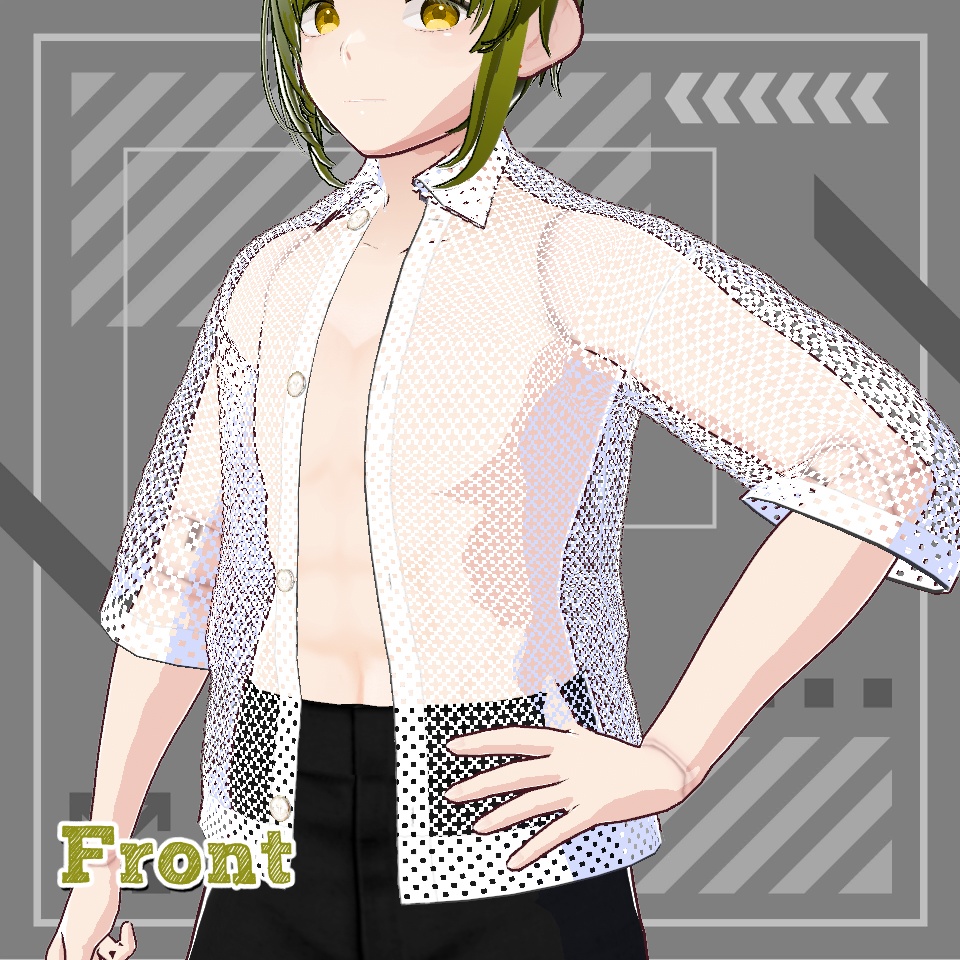 【Vroid正式版】ホワイトメッシュシャツ【無料版】