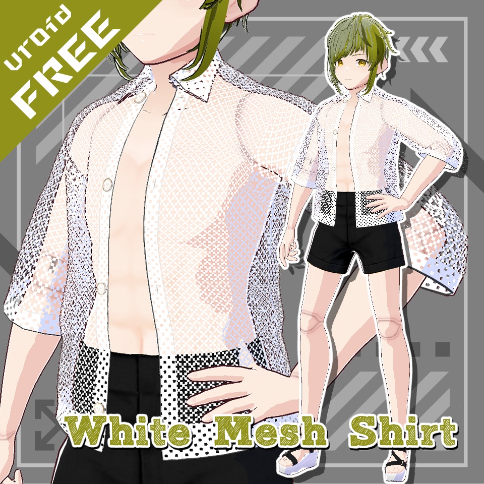 【Vroid正式版】ホワイトメッシュシャツ【無料版】