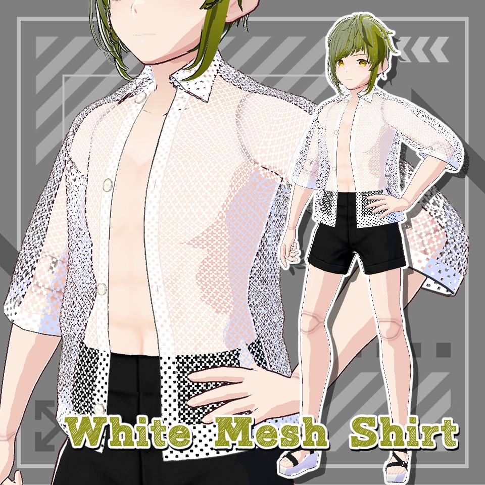 【Vroid正式版】ホワイトメッシュシャツ【魔改造(.psd)版】