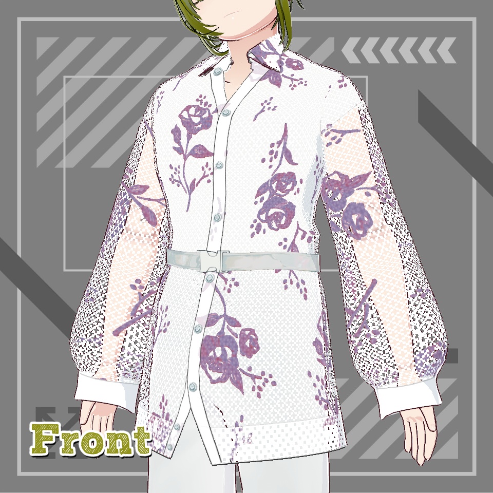 【Vroid正式版】フラワーメッシュシャツ【無料版】