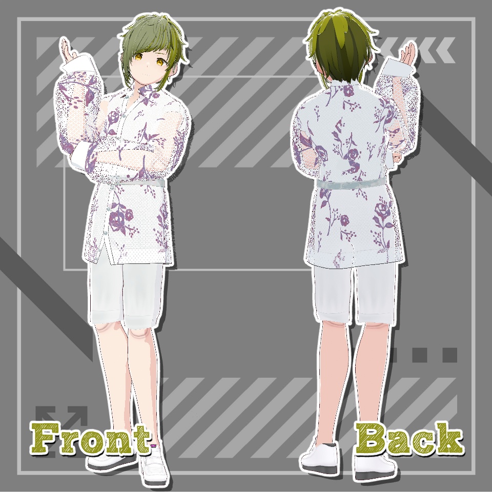 【Vroid正式版】フラワーメッシュシャツ【無料版】