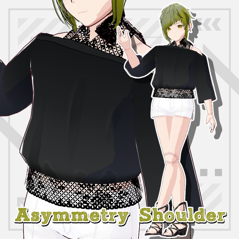 【Vroid正式版】アシンメトリーショルダー【魔改造(.psd)版】