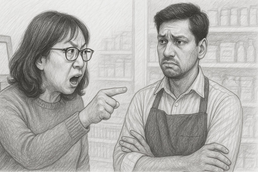 【チーメス】セルフレジという、開発側が意図した最低限の知能と要領があれば扱えるはずのシステムを頭が悪いため使いこなせず、かつ性格も壊滅的であるため外国人店員に当たり散らす