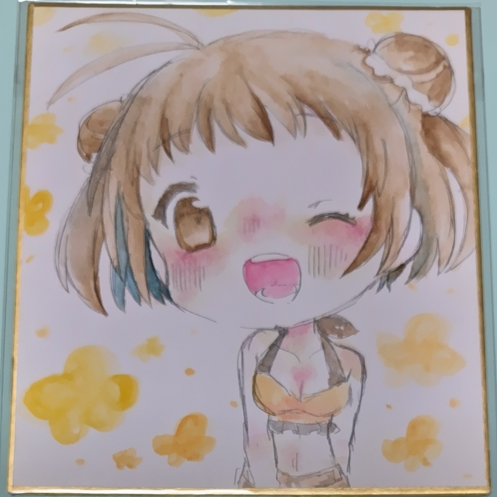 艦これ（艦隊これくしょん）手描き色紙　水着　那珂