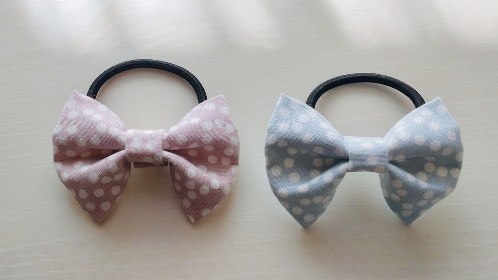 ころんと小さなヘアゴム　ドット柄　2色セット